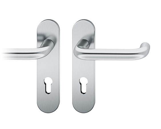 FSB Drückergarnitur mit Kurzschild 12 1070, VK 8, oval, mit Nocken, Edelstahl