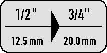 STAHLWILLE Vergrößerungsstück 514 Antr.1/2 Zoll Abtrieb 3/4 Zoll L.44mm STAHLWILLE