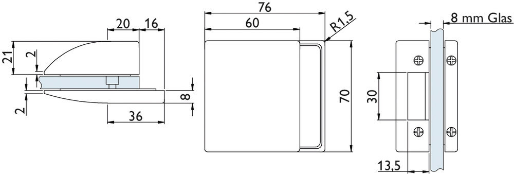 HERMAT Ganzglas Gegenkasten BARI 6144.GKS, Edelstahl