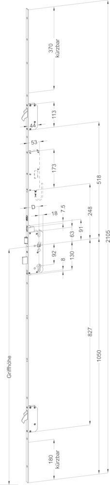 WINKHAUS Selbstverriegelnde-Mehrfachverriegelung STV AV3-F2062 M2, 8/92, Stahl 5039366