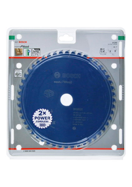 BOSCH Akku-Kreissägeblatt Expert for Wood, 250 x 2,1/1,6 x 30, 48 Zähne