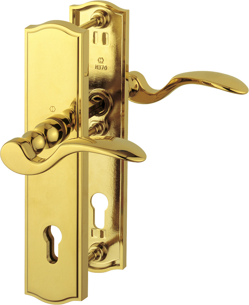 HOPPE® Schutz-Drückergarnitur mit Langschild Meran M112SH/371A/370, 8/72 mm, Messing, 4472605