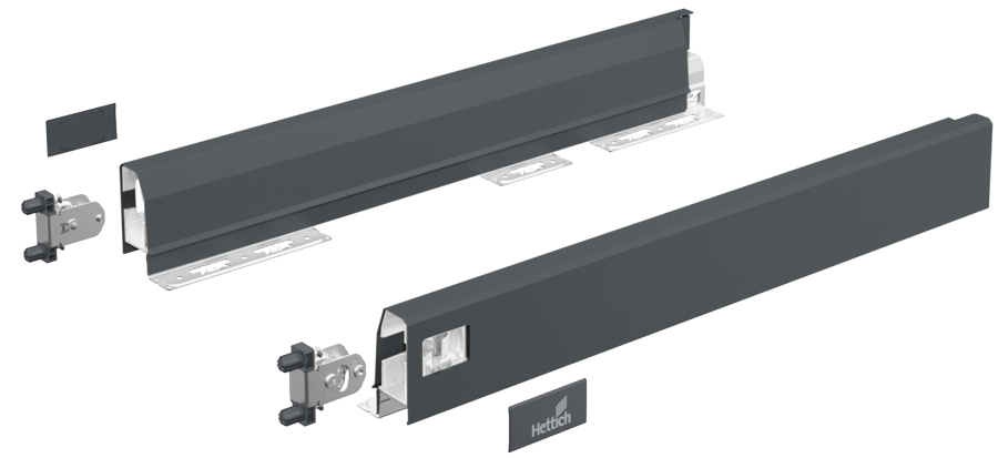 HETTICH Set Zarge ArciTech, 78 mm / 500 mm, anthrazit, links und rechts, 9234471