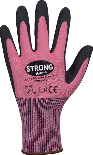 Handschuhe LADY FLEXTER pink/schwarz EN 420/EN 388 PSA II STRONGHAND