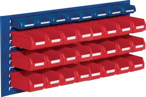 RASTERPLAN Sichtlagerkastenset H450xB1000xT250mm Stahlblech/PE Ku.-beschichtung blau+rot
