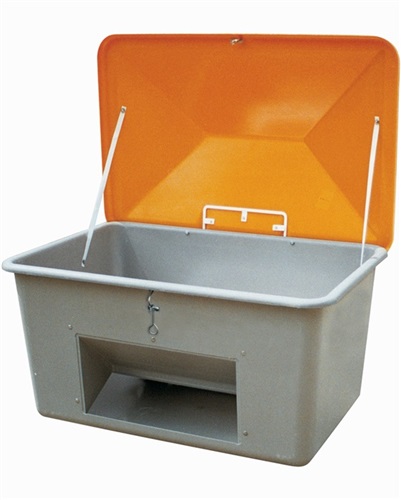 CEMO Streugutbehälter L1340xB990xH960mm 700l GFK grau/orange o.Entnahmeöffnung