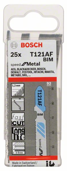 BOSCH Stichsägeblatt T 121 AF Speed for Metal, 25er-Pack