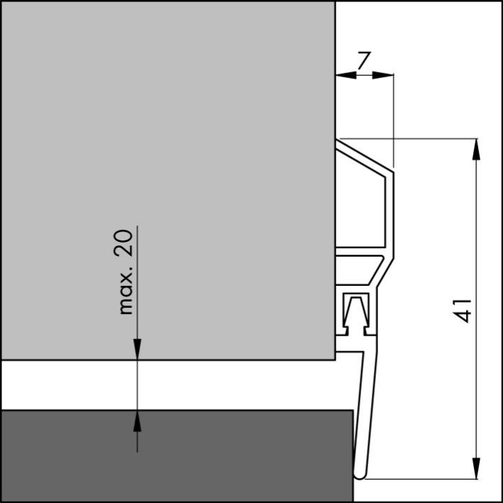 ELLEN Türbodendichtung PDS Basic DIY Progr. z. schrauben KF, L 1000mm ELLEN Türbodendichtung PDS Basic DIY Progr. z. schrauben KF, L 1000mm