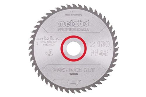 METABO Kreissägeblatt precision cut wood professional D190xB2,2xBohrung30mm 48Z. WZ