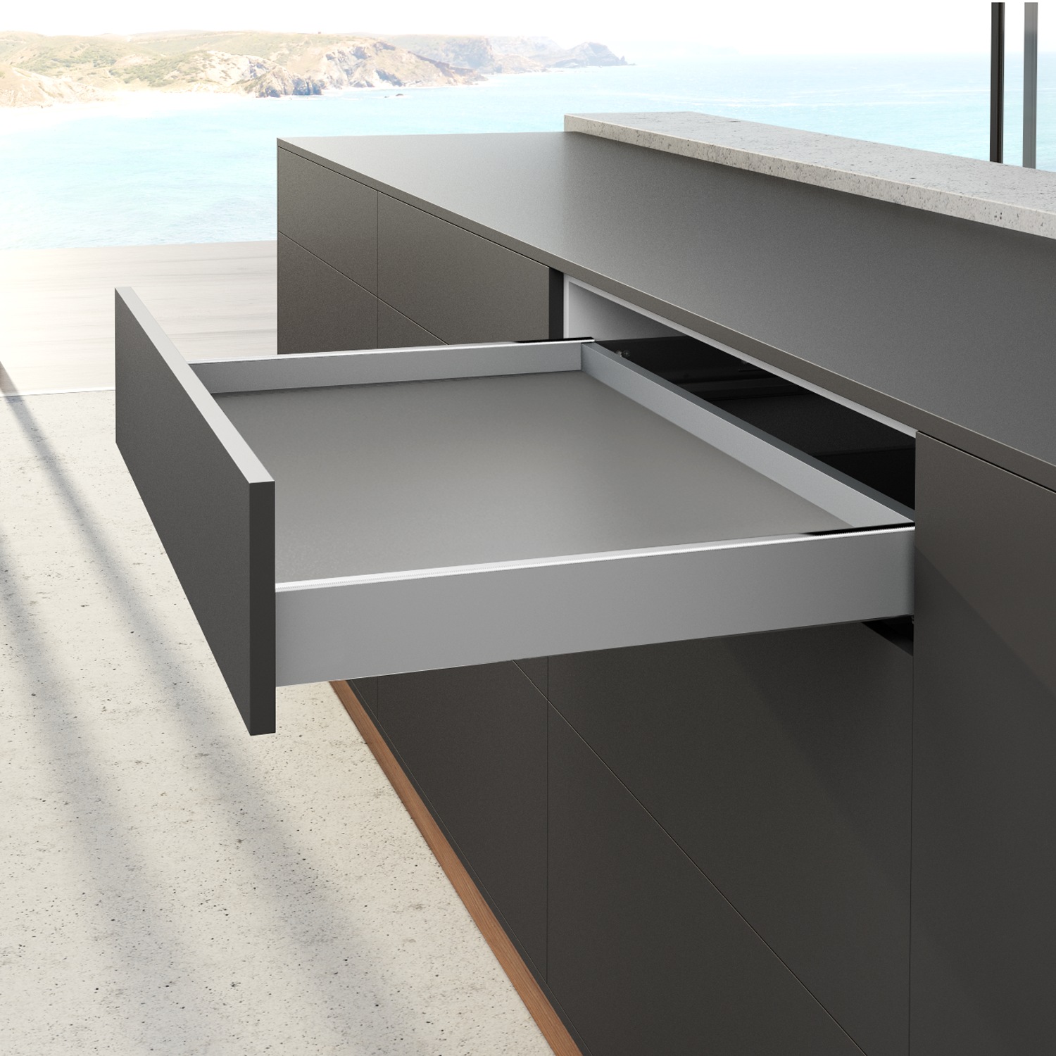 HETTICH AvanTech YOU Set Zarge, Höhe 77 mm x NL 550 mm, silber, links und rechts, 9353334