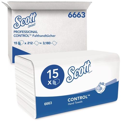 SCOTT Handtuch Scott® 6663 1-lagig,geprägt weiß L.ca.315 mmxB.ca.215mm 3180 Tücher/VE