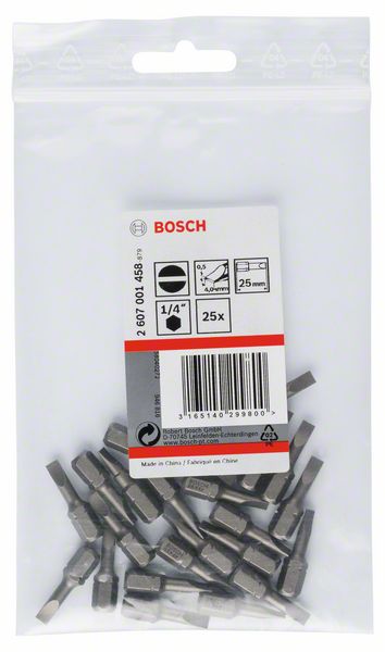 BOSCH Schrauberbit Extra-Hart S 0,5 x 4,0, 25 mm, 25er-Pack