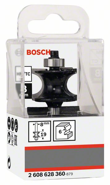 BOSCH Halbstabfräser Standard for Wood, 8 mm, 6 mm, 19 mm, 63 mm