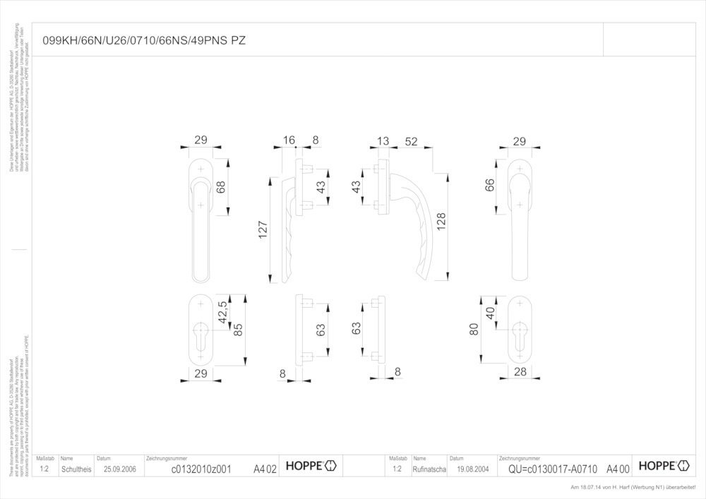 HOPPE® Fenstertürgriffgarnitur Tôkyô 099KH/66N, Aluminium, 2014246 HOPPE® Fenstertürgriffgarnitur Tôkyô 099KH/66N, Aluminium, 2014246