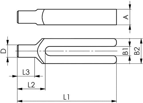 AMF Gabelspanneisen DIN 6315C Schlitz-B.18mm L.200mm f.Spannschraube M16,M18 AMF