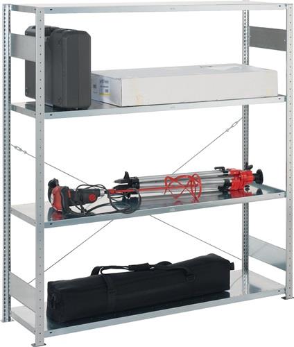 META Großfachsteckregal H2000xB1700xT600mm Grundregal 4 Stahl-Bd.verz.silber META