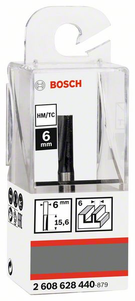 BOSCH Nutfräser Standard for Wood, 6 mm, D1 19 mm, L 19,58 mm, G 51 mm