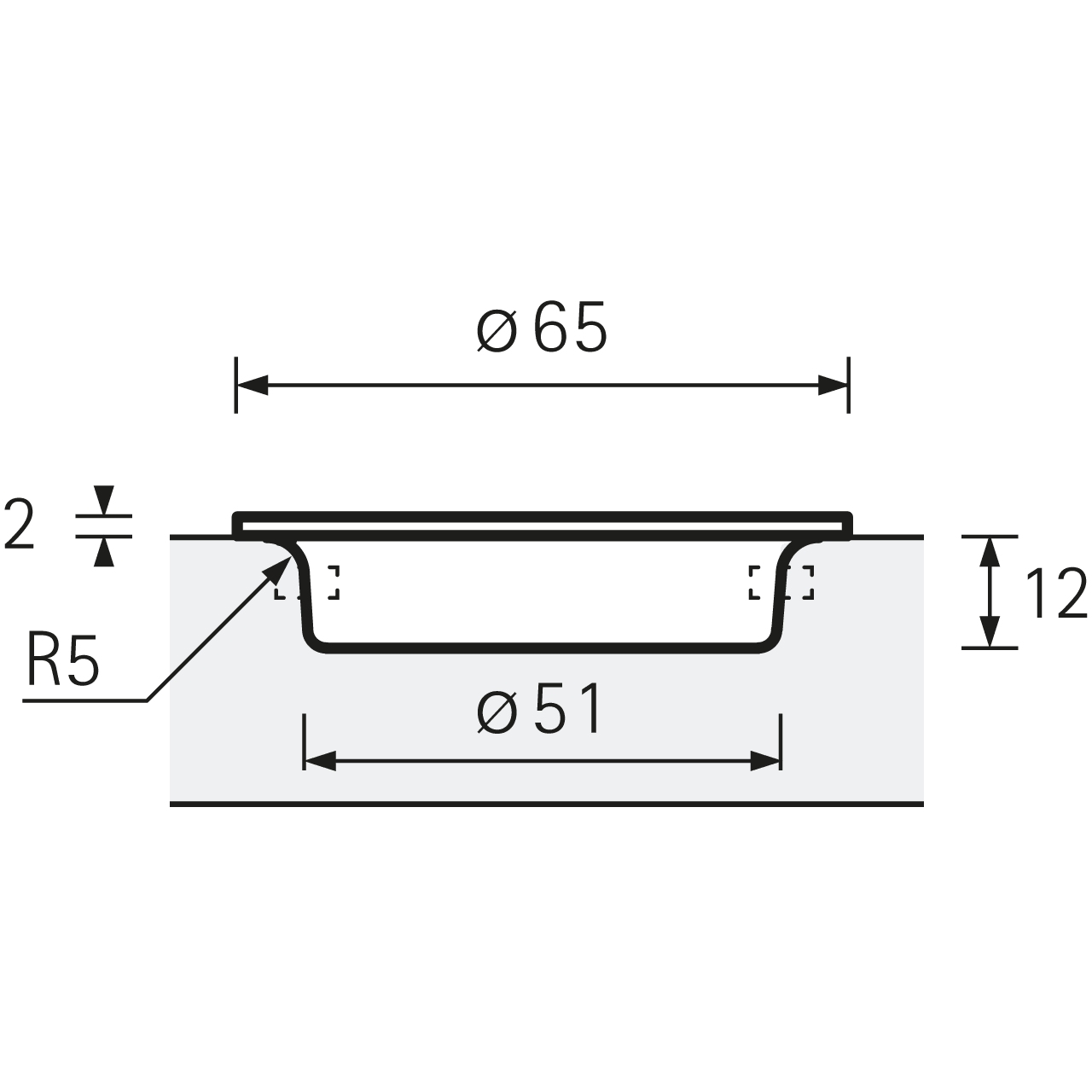 HETTICH Einsetzgriff Aboa, •–• 0, H 14 mm, ø 65 mm, Edelstahl gebürstet, 9070138