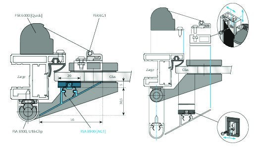 PLANET Fingerschutz Abdeckprofil FSA 8900, Aluminium,3-teilig, Set, vorgebohrt , 1.980 mm silberfarben