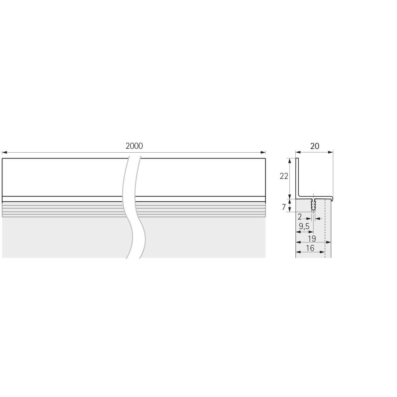 HETTICH Profilleiste Mosena, 2900 mm, Aluminium eloxiert, 9237970