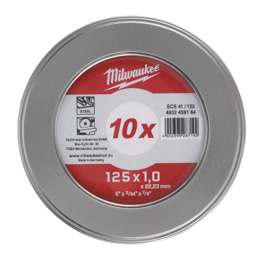 MILWAUKEE 10 x SCS41 1 mm Contractor in Metallbox Metalltrennscheibe Contractor 125 mm