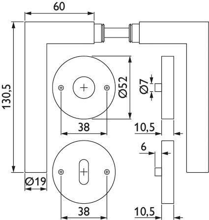 HERMAT Drückergarnitur mit Rosetten BASIC 02 1892.19/2036.ST, Edelstahl