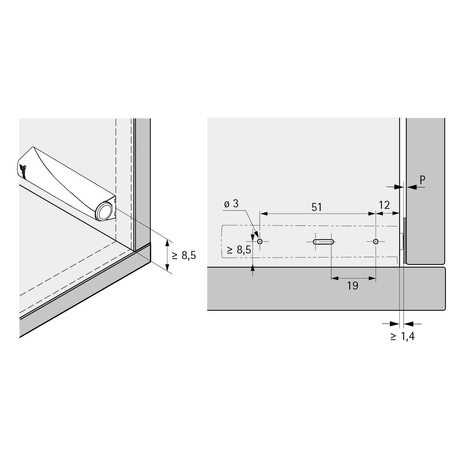 HETTICH Pin Strong, zum Anschrauben, Langhub, anthrazit, 9375933