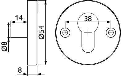 HERMAT Schutz-Schlüsselrosette 2073.S, außen, Edelstahl