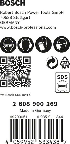 BOSCH EXPERT SDS max-8X Hammerbohrer, 25 x 400 x 520 mm, 5 Stück. Für Bohrhämmer