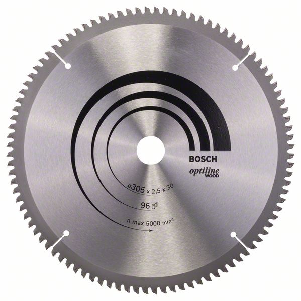 BOSCH Kreissägeblatt Optiline Wood für Kapp- und Gehrungssägen, 305 x 30 x 2,5 mm, 96