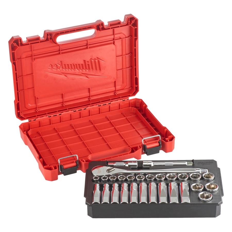 MILWAUKEE 28-teilig Ratschen- und Steckschlüsseleinsatz Set 1/2" metrisch