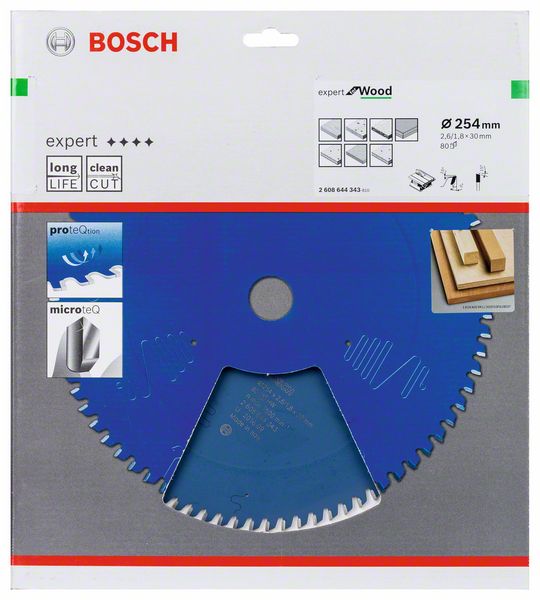 BOSCH Kreissägeblatt Expert for Wood, 254 x 30 x 2,6 mm, 80