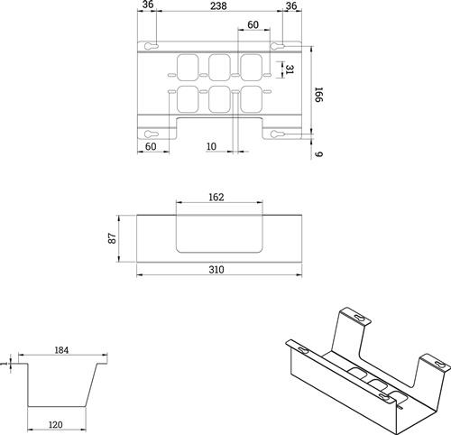 BMB Kabelwanne BOXIT V Metall schwarz L.310mm B.120mm BMB