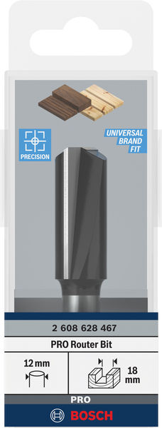 BOSCH Nutfräser Standard for Wood, 12 mm, D1 18 mm, L 40 mm, G 81 mm