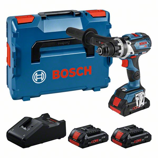 BOSCH Professional Set: Akku-Bohrschrauber GSR 18V-110 C, 3x ProCORE18V 4.0Ah, L-BOXX