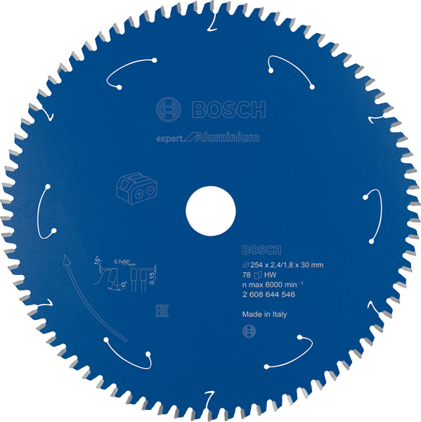 BOSCH Akku-Kreissägeblatt Expert for Aluminium, 254 x 2,4/1,8 x 30, 78 Zähne