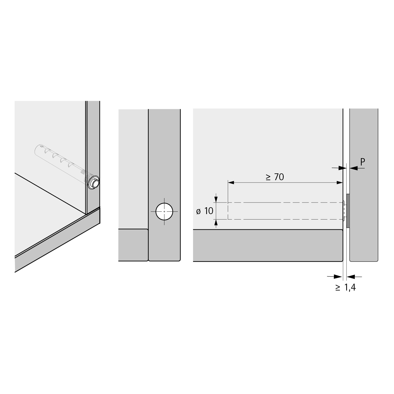 HETTICH Pin Strong, zum Einbohren, Langhub, weiß, 9375963