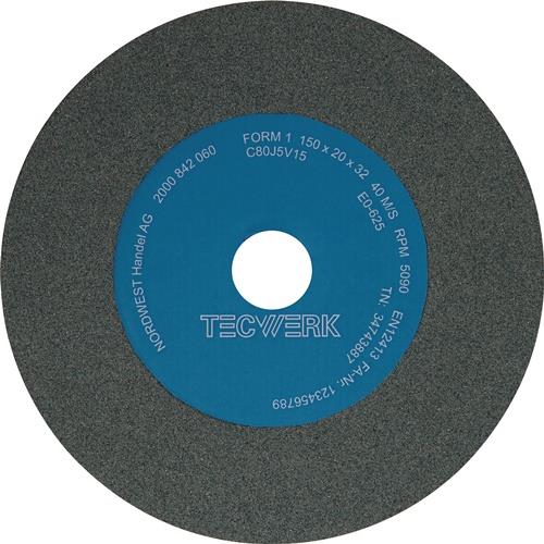 TECWERK Schleifbockscheibe Ø150xB20x32mm 80 Form A SCg TECWERK TECWERK Schleifbockscheibe Ø150xB20x32mm 80 Form A SCg TECWERK