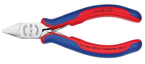 KNIPEX Elektronikseitenschneider L.130mm Form 4 Facette nein 2K-Hülle spiegelpol.KNIPEX