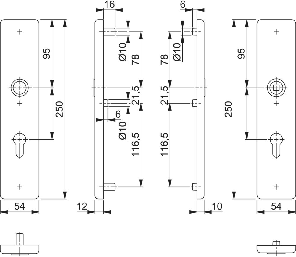 HOPPE® Schutz-Langschildpaar 2221/2210, ZT, Aluminium, 11986074 HOPPE® Schutz-Langschildpaar 2221/2210, ZT, Aluminium, 11986074