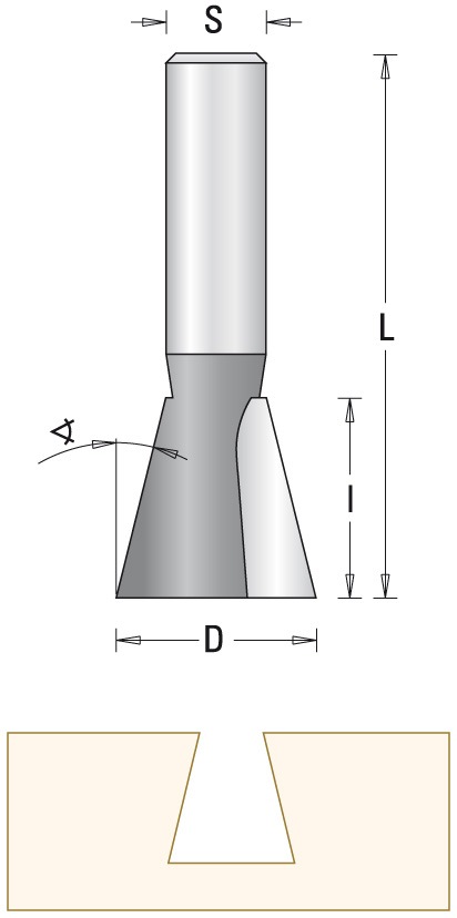 GUHDO HW-Zinkenfräser Z2 S8 D12,7 14° l=12,7 L=49