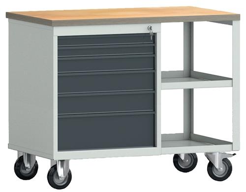 KLW Werkbank PW 700 B1000xT620xH805mm Buche Multiplex lichtgrau/grau 6 Schubl.