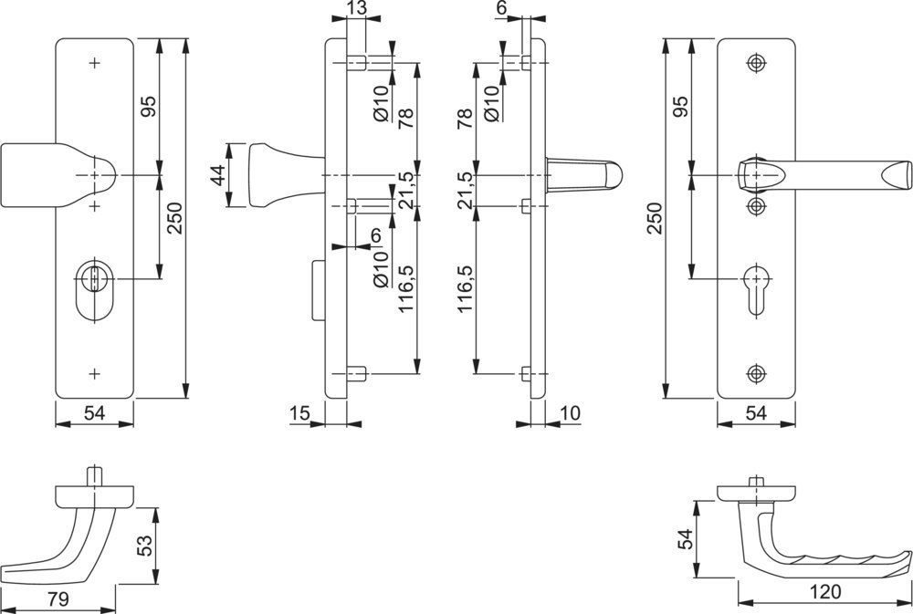 HOPPE® Schutz-Wechselgarnitur mit Langschild London 78G/2222ZA/2410/113, 8/72 mm, Aluminium, 3701911
