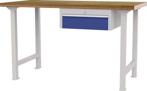 Nordwest Werkbank B1500xT750xH790-1140mm Buche-Multiplex lichtgrau/signalblau 1Schubl.