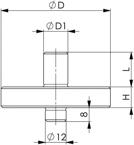 AMF Schraubbockaufsatz Nr.6443 Einsteckzapfen-D.12mm Fixierzapfen AD 78mm AMF
