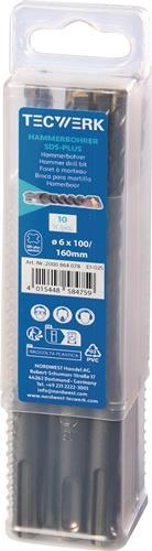 TECWERK Hammerbohrer Großpackung D.6,0mm Arbeits-L.100mm L.160mm SDS-plus 10 St.TECWERK