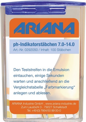 ARIANA Messstäbchen TRGS 611 ph-Wert 7,0-14,0 100 St.Dose ARIANA