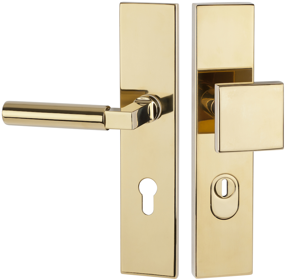HERMAT Schutz-Wechselgarnitur mit Langschild INFINITY CLASSIC 1832/2094.KSH/3132, Messing