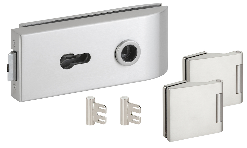 HERMAT Ganzglastürschloss-Set BARI 6143/6325/SZ, Edelstahl