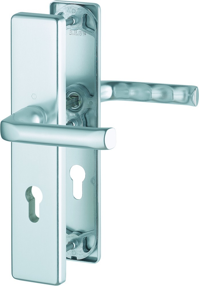 HOPPE® Schutz-Drückergarnitur mit Langschild London 113/2221A/2440, 8/72 mm, Aluminium, 1775385